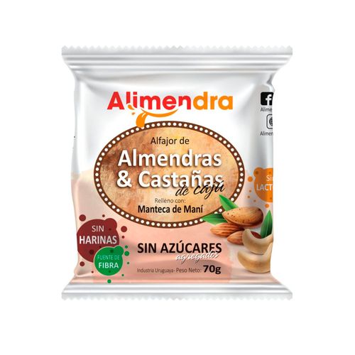ALFAJOR ALMENDRA MANI ALMENDRAS 70GR
