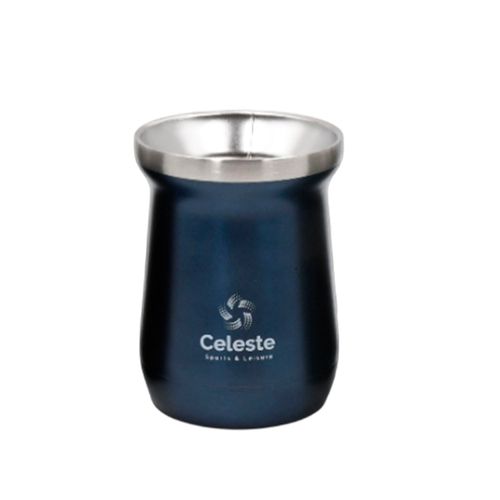 MATE CELESTE 180ML AZUL METALIZADO ACERO DOBLE PARED