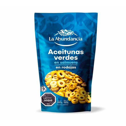 ACEITUNA LA ABUNDANCIA RODAJA VERDE DOYPACK 300Gr